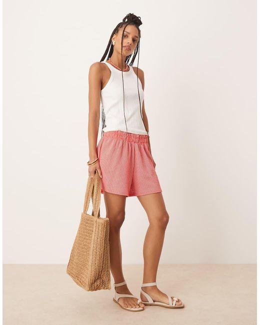 Gina Tricot Pink Seersucker Shorts