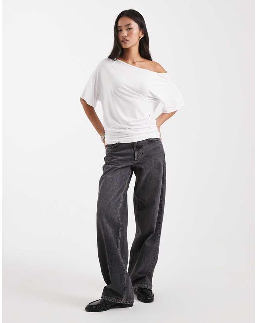 Collusion White Off Shoulder Drapey Top