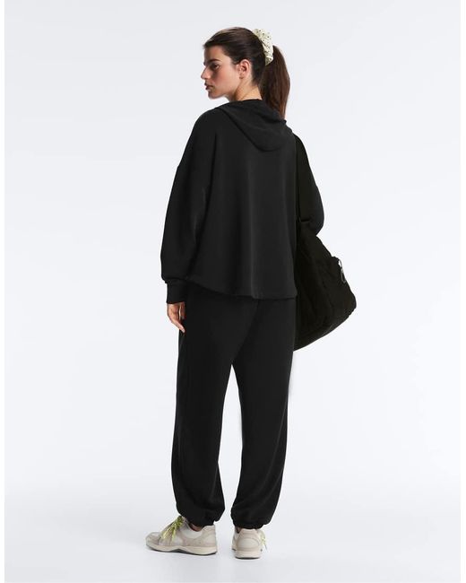 Oysho Black Soft Touchsweatshirt With Modal And Zip