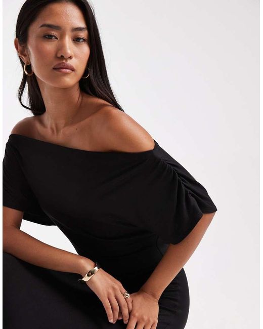 Miss Selfridge Black Off The Shoulder Maxi Dress