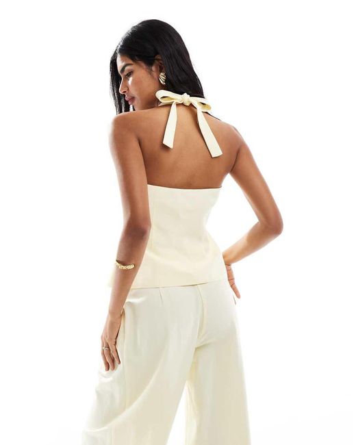 ASOS Natural Linen Blend Tailored Halter Top
