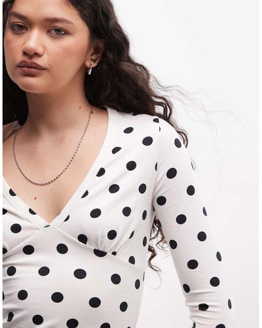 Collusion White Deep V-neck 3/4 Sleeve Top