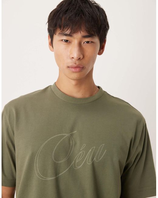 ASOS Green Relaxed Fit T-shirt With Script Print Detail for men