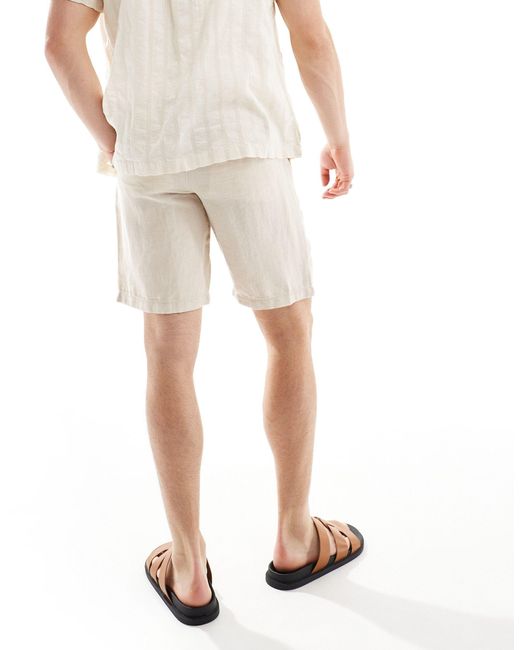 Superdry White Drawstring Linen Shorts for men