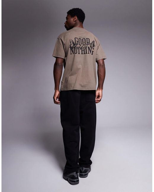 Good For Nothing Brown T-shirt With Back Print for men