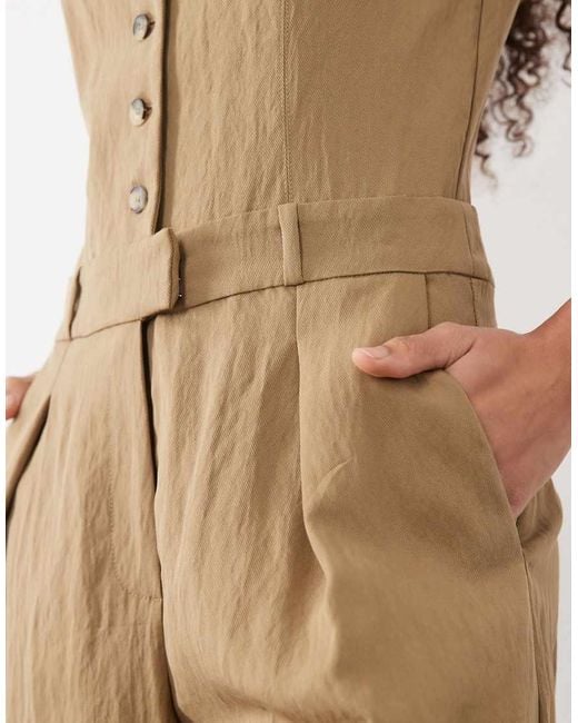 Mango Natural Button Up Tailored Jumpsuit