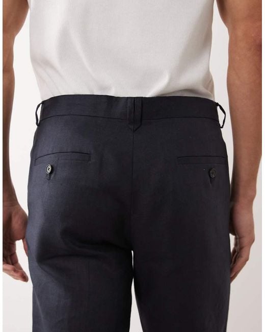 Jack & Jones Blue Premium Co-ord Pure Linen Slim Suit Trousers for men