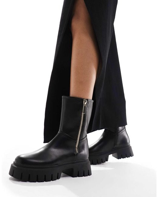 Pointure large - amalfi - bottes style motard zippées ASOS en coloris Black