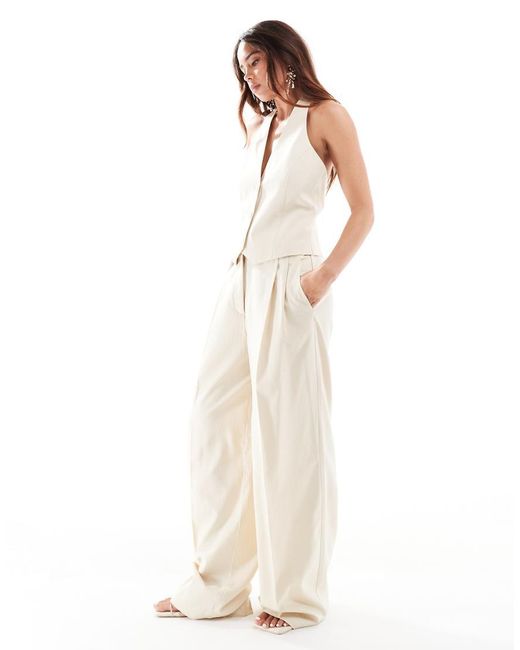 Mango White Linen Mix Co-Ord Trousers