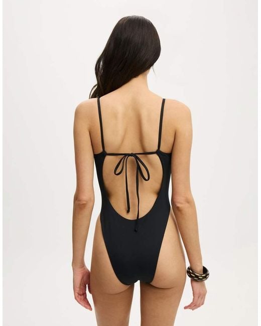 Cotton On Blue Tie Back Strappy One Piece Brazilian