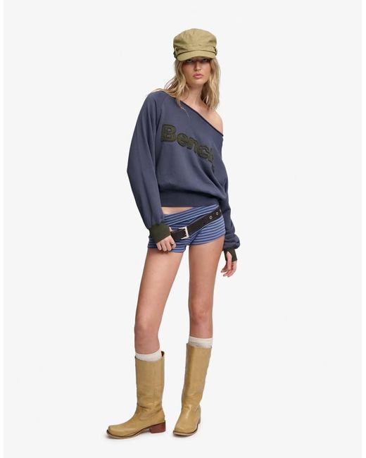 Bench x Superdry & Co Blue Bardot Oversized Sweatshirt