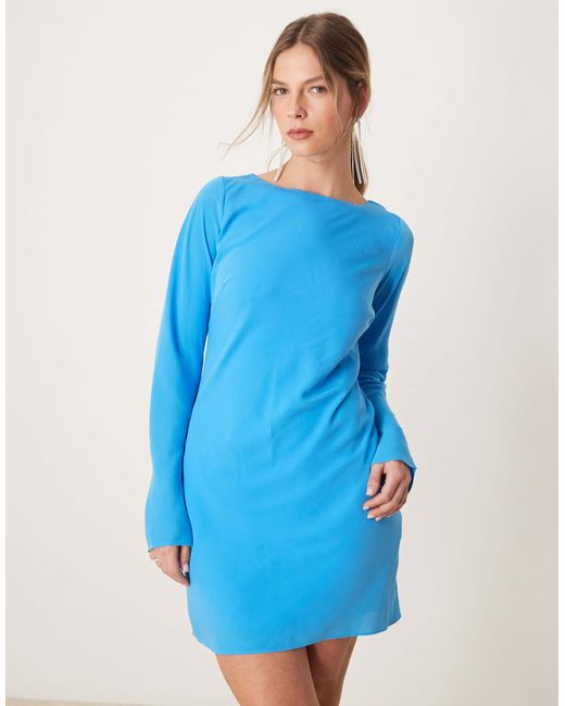 asymmetric hem long sleeve dress Long Sleeve Midi Asymmetric Sweater Dress main image 0