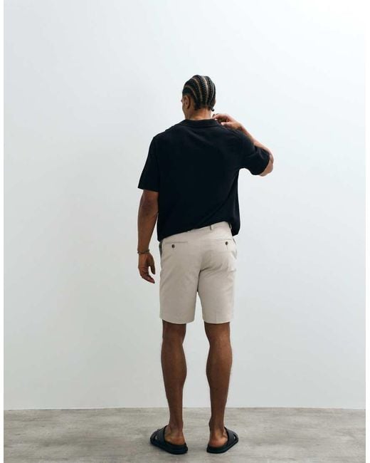 ASOS Natural Cotton Rich Slim Chino Dress Shorts for men