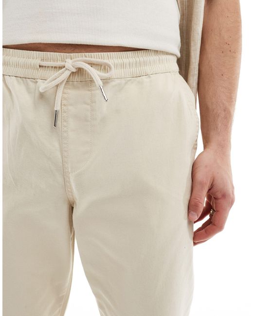 ASOS Natural Slim Pull On Pants for men