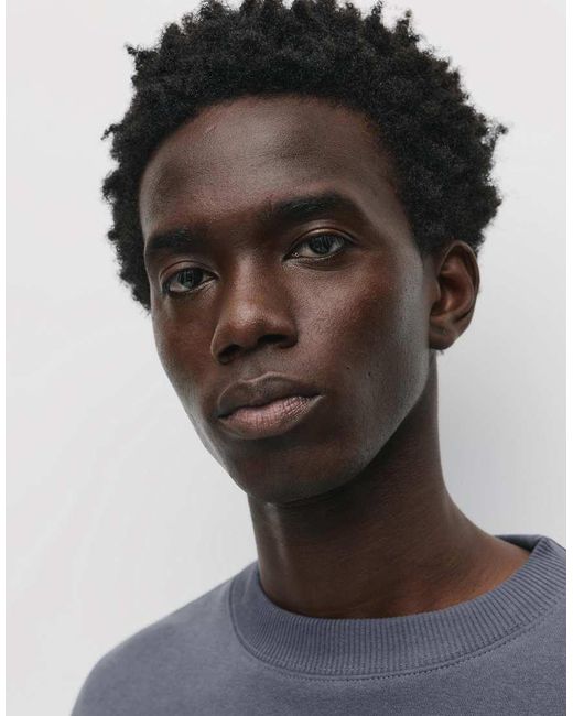 Pull&Bear Blue Basic Round Neck Sweatshirt for men