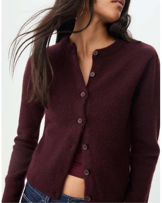 Stradivarius Blue Buttoned Knit Jacket