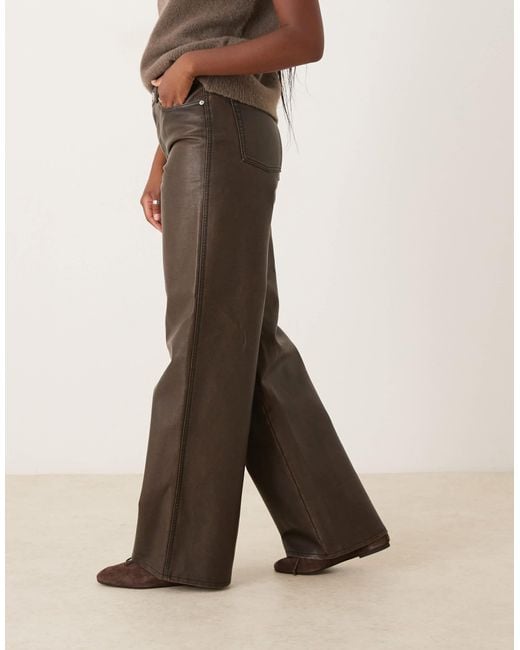 JJXX Natural – tokyo – hose mit weitem bein aus braunem, gewaschenem kunstleder