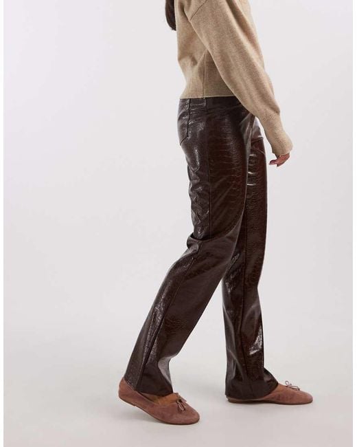 Miss Selfridge Natural Faux Leather Croc Trouser