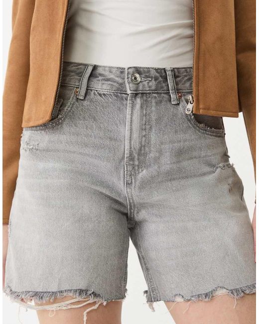Stradivarius Natural D93 Longline Denim Shorts