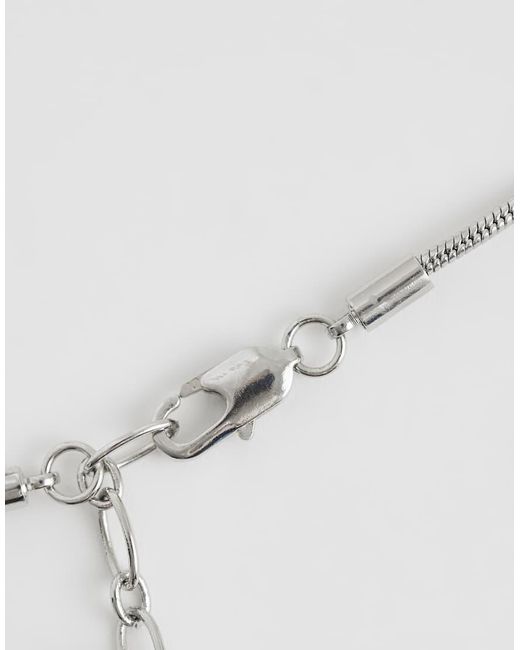 ASOS White Long Snake Chain Necklace With Large Oval Pendant