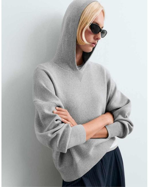 Oysho Gray Cotton-blend Knit Hoodie