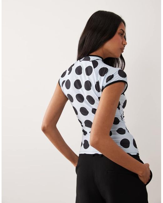 ASOS Black Printed Short Sleeve Cut Out Top