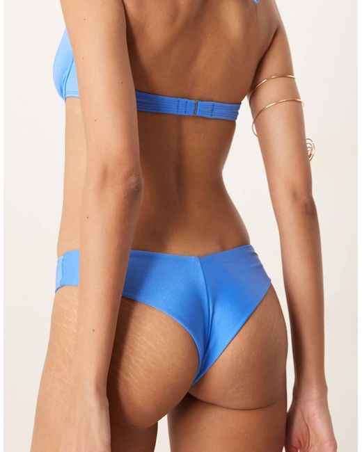 Free Society Blue Scooped Back Bikini Bottom