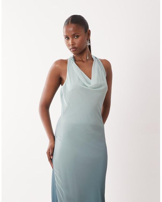 TFNC London White Bridesmaids Halter Neck Chiffon Maxi Dress