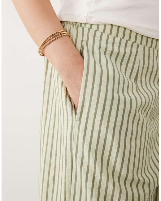 ASOS Green Asos Design Curve Textured Pull On Straight Leg Trousers