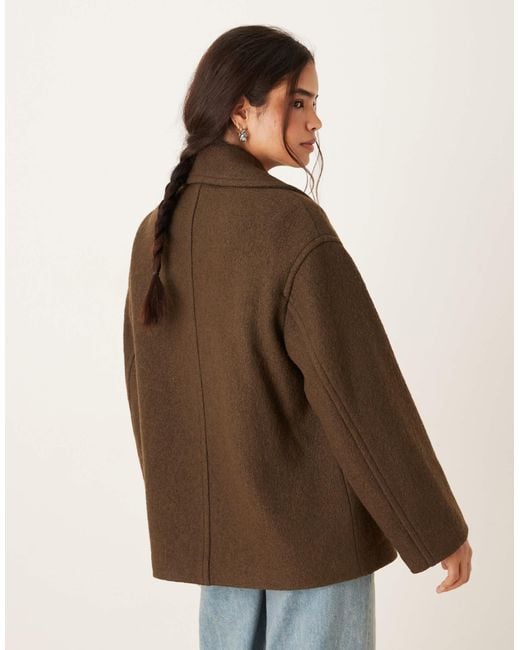 Mango Brown Wool Mix Short Tailored Jacket