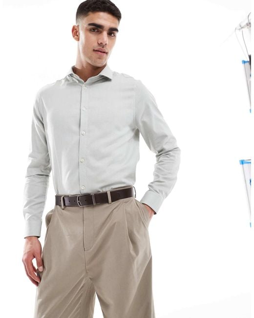ASOS Gray Formal Easy Iron Regular Shirt for men