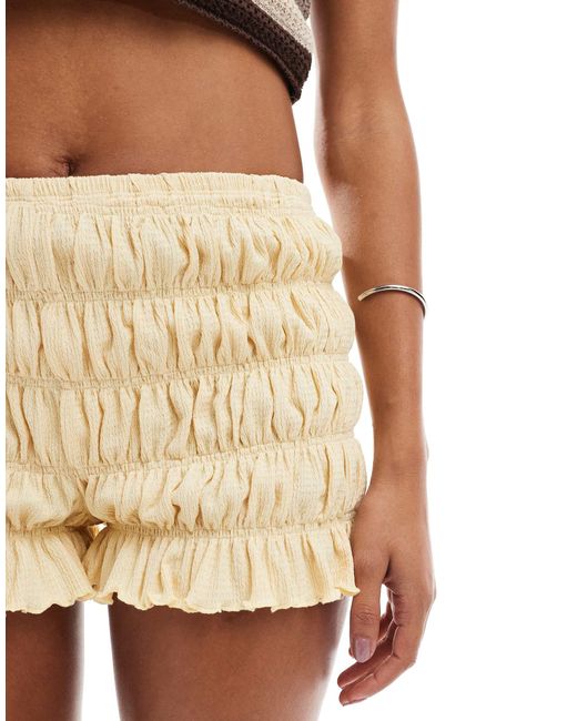 ASOS Natural Shirred Texture Micro Shorts