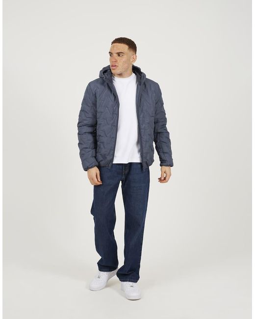 Brave Soul Blue Short Length Hooded Padded Jacket for men