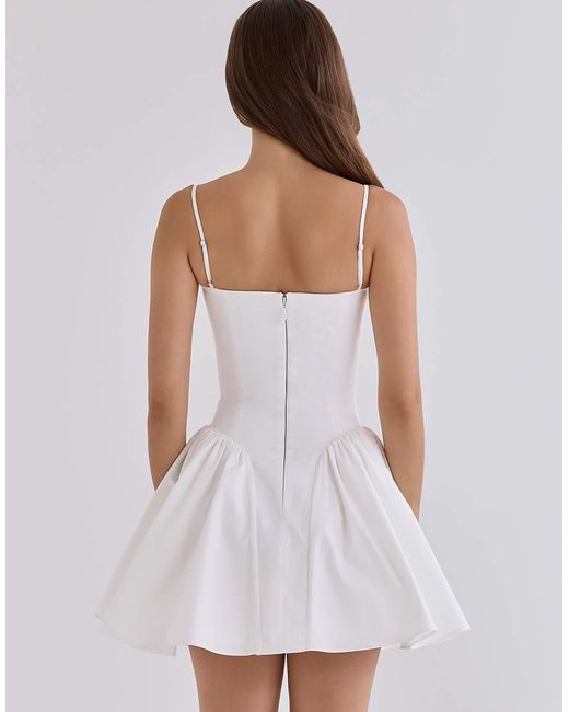 House Of Cb White Samaria Cotton Corset Mini Dress
