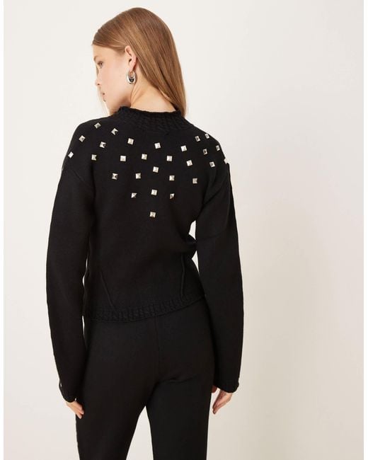 Never Fully Dressed Black Studded Knit Cardigan