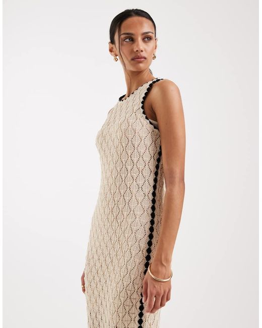 Aware Natural Sleeveless Corchet Maxi Dress