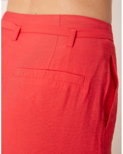 ASOS Red Tailo Straight Leg Linen Look Pants