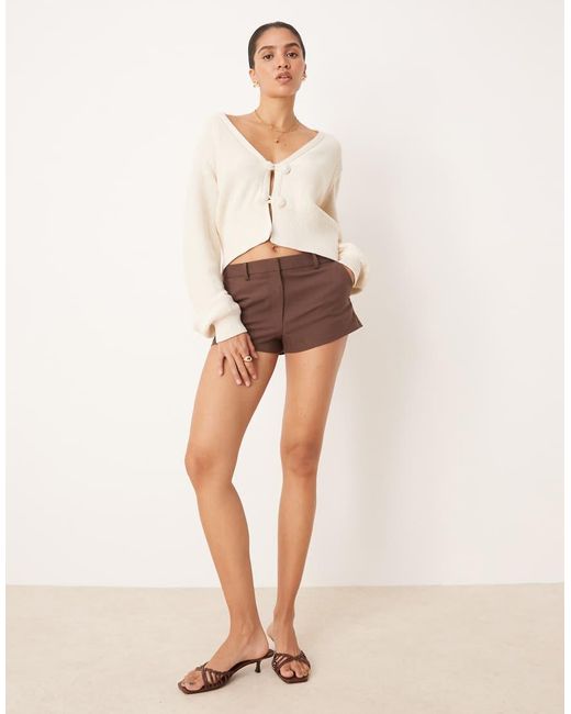 Y.A.S Natural Balloon Sleeve Knitted Cardigan With Button Details