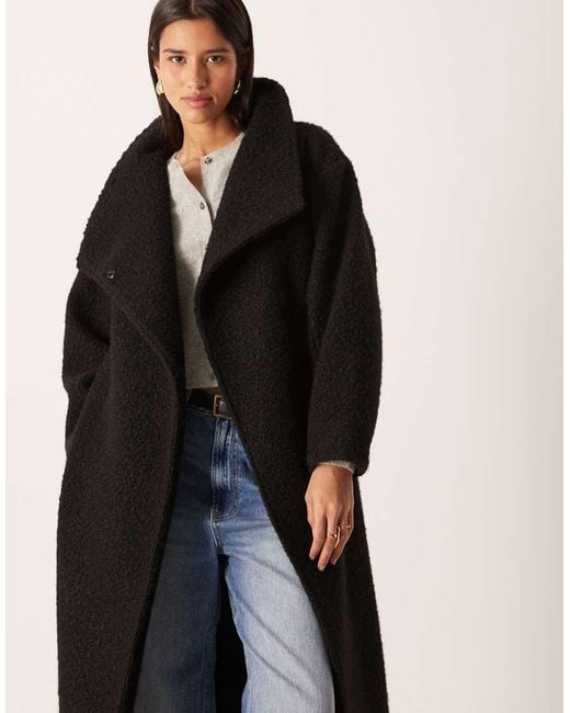Gina Tricot Blue Textured Belted Midaxi Coat