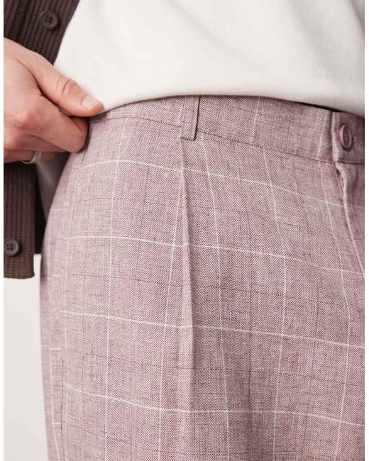 ASOS Nette Broek Met Wijde Pijpen En Ruitprint Met Textuur in het Pink voor heren