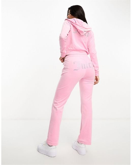 Juicy Couture Pink Velour Straight Leg joggers Co-ord