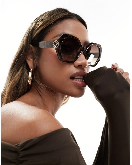 ALDO Black Authie 70s Style Oversized Round Sunglasses