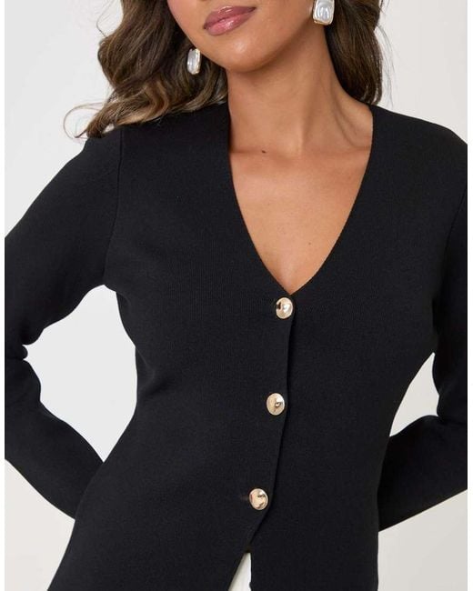Threadbare Blue Compact Knit V Neck Cardigan