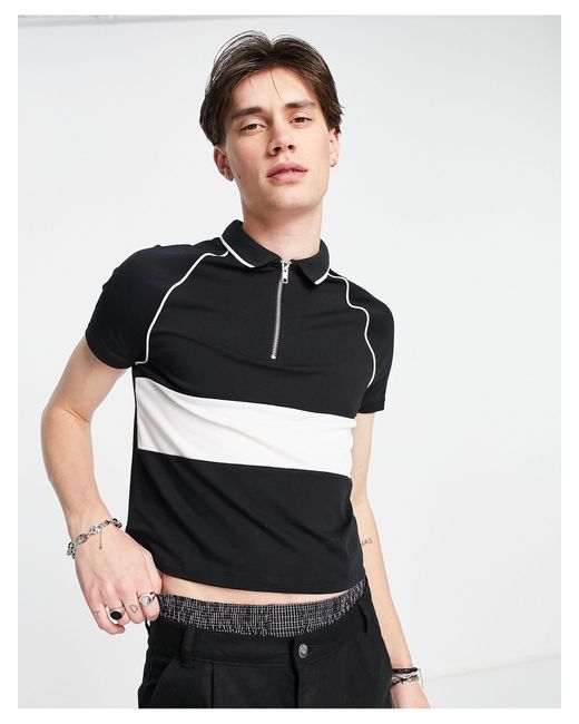 ASOS Shrunken Slim Polo Tshirt in Black for Men Lyst Canada