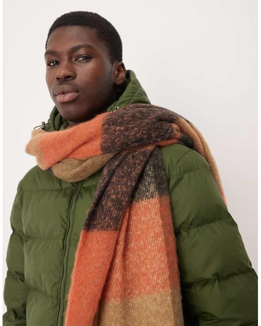 Bufanda A Cuadros Extragrande De Tejido Liso De ASOS de hombre de color Green