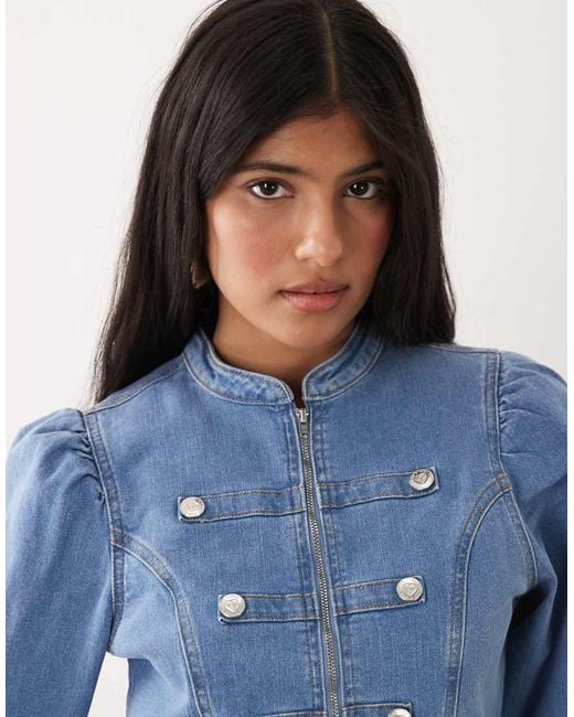 Miss Selfridge Blue Denim Military Drummer Jacket