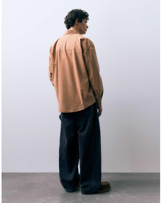 Pull&Bear – kariertes hemd in Orange für Herren
