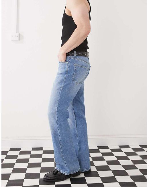 Pantalones De Corte Bootcut Acampanado Con Lavado Claro De Reclaimed (vintage) de hombre de color White