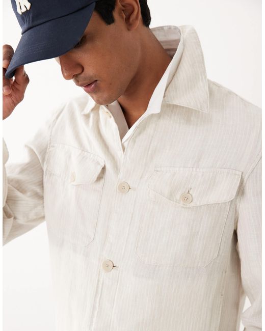 Mango Natural Button Up Striped Overshirt for men