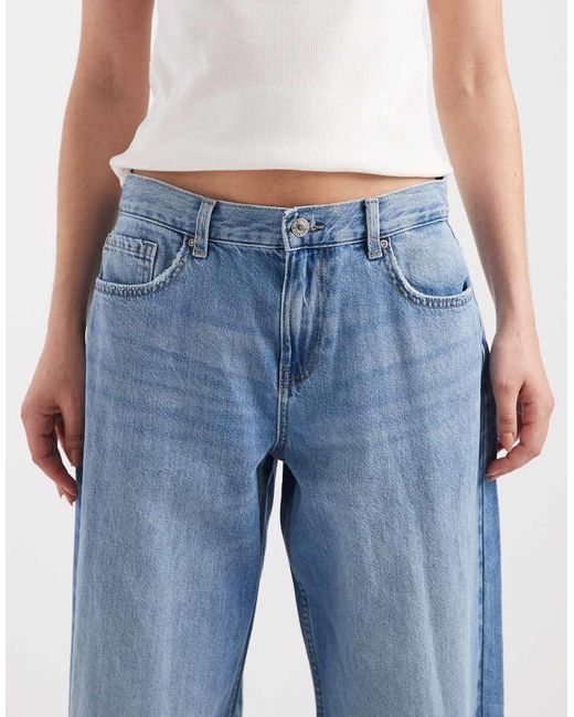 ONLY Blue Maya Mid Rise Wide Leg Jeans